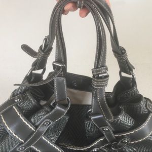Italian Francesco Biasia leather and straw bag